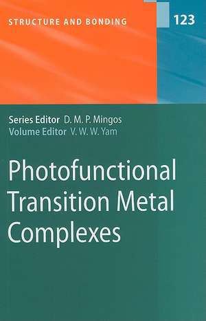 Photofunctional Transition Metal Complexes de Vivian W. W. Yam