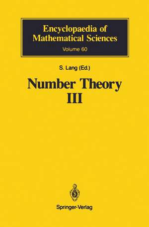 Number Theory III: Diophantine Geometry de Serge Lang