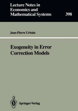 Exogeneity in Error Correction Models de Jean-Pierre Urbain