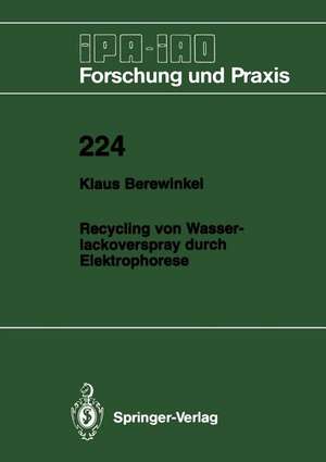 Recycling von Wasserlackoverspray durch Elektrophorese de Klaus Berewinkel