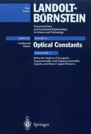 Refractive Indices of Inorganic, Organometallic, and Organononmetallic Liquids, and Binary Liquid Mixtures de Christian Wohlfarth