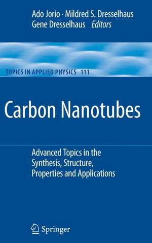 Carbon Nanotubes: Advanced Topics in the Synthesis, Structure, Properties and Applications de Ado Jorio