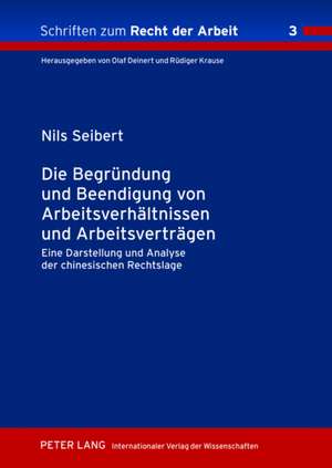 Die Begruendung Und Beendigung Von Arbeitsverhaeltnissen Und Arbeitsvertraegen: Eine Darstellung Und Analyse Der Chinesischen Rechtslage de Nils Seibert