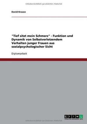 "Tief sitzt mein Schmerz" - Funktion und Dynamik von Selbstverletzendem Verhalten junger Frauen aus sozialpsychologischer Sicht de David Krause