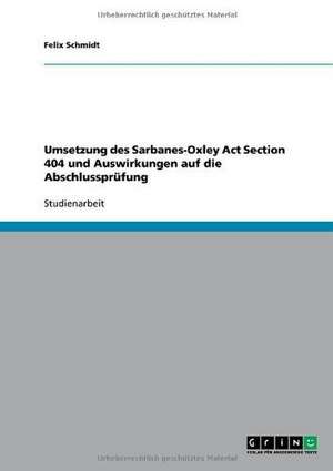 Umsetzung des Sarbanes-Oxley Act Section 404 und Auswirkungen auf die Abschlussprüfung de Felix Schmidt