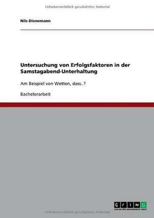 Untersuchung von Erfolgsfaktoren in der Samstagabend-Unterhaltung de Nils Dienemann