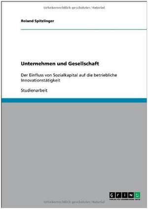 Unternehmen und Gesellschaft de Roland Spitzlinger