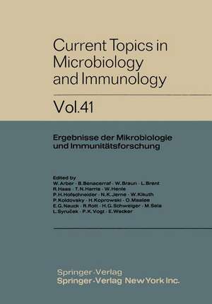 Current Topics in Microbiology and Immunology: Ergebnisse der Mikrobiologie und Immunitätsforschung de W. Arber