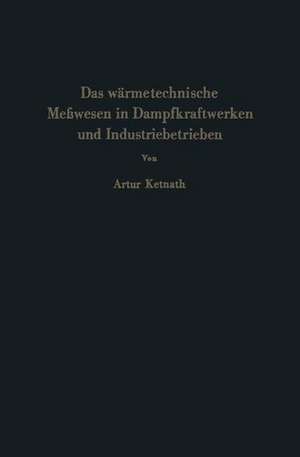 Das wärmetechnische Meßwesen in Dampfkraftwerken und Industriebetrieben de Artur Ketnath