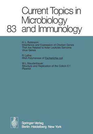 Current Topics in Microbiology and Immunology de H. L. Robinson