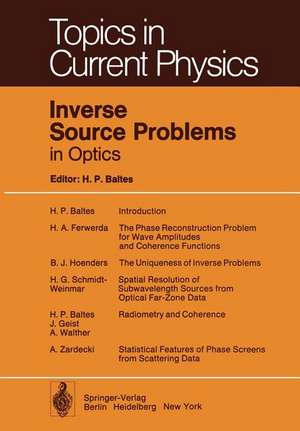 Inverse Source Problems in Optics de H. P. Baltes