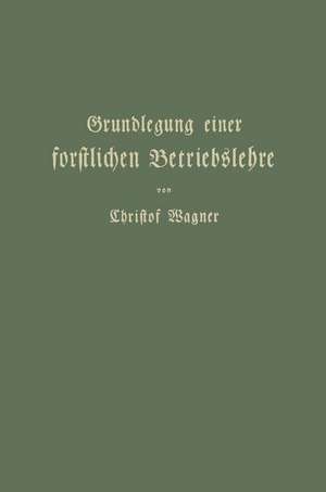 Grundlegung einer forstlichen Betriebslehre: Ein Lehrbuch für Theorie wie Praxis de Christof Wagner