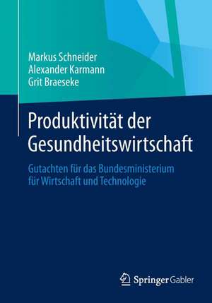 Produktivität der Gesundheitswirtschaft: Gutachten für das Bundesministerium für Wirtschaft und Technologie de Markus Schneider