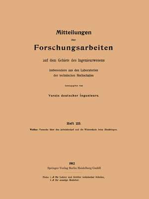 Mitteilungen über Forschungsarbeiten: auf dem Gebiete des Ingenieurwesens de Franz Walther