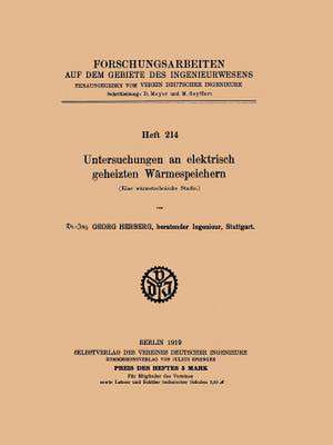 Untersuchungen an elektrisch geheizten Wärmespeichern: Eine wärmetechnische Studie de Georg Herberg