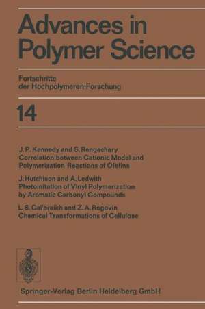 Advances in Polymer Science: Fortschritte der Hochpolymeren-Forschung de Prof. Dr. H.-J. Cantow