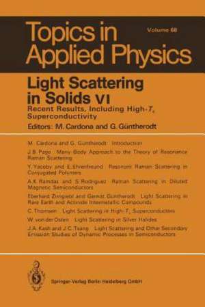 Light Scattering in Solids VI: Recent Results, Including High-Tc Superconductivity de Manuel Cardona