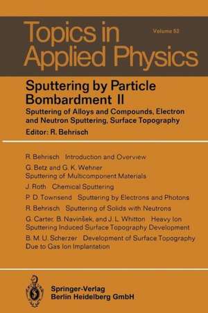 Sputtering by Particle Bombardment II: Sputtering of Alloys and Compounds, Electron and Neutron Sputtering, Surface Topography de R. Behrisch