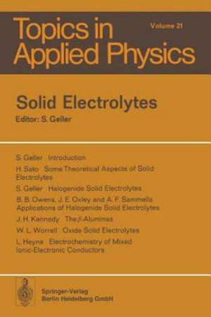 Solid Electrolytes de S. Geller