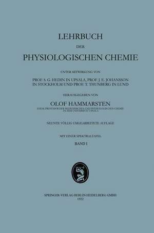 Lehrbuch der Physiologischen Chemie de Olof Hammarsten