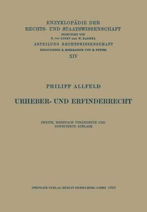 Urheber- und Erfinderrecht de Philipp Allfeld