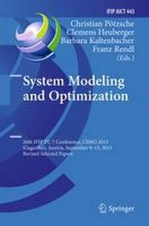 System Modeling and Optimization de Christian Pötzsche