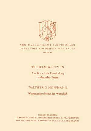 Ausblick auf die Entwicklung synthetischer Fasern. Wachstumsprobleme der Wirtschaft de Walther G. Weltzien