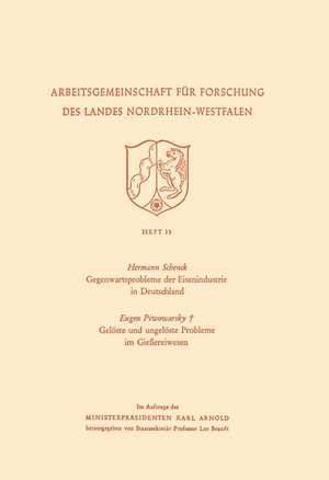 Gegenwartsprobleme der Eisenindustrie in Deutschland. Gelöste und ungelöste Probleme im Gießereiwesen de Hermann Schenck