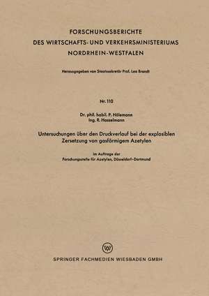 Untersuchungen über den Druckverlauf bei der explosiblen Zersetzung von gasförmigem Azetylen de Paul Hölemann