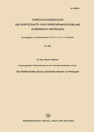 Das Fließverhalten dispers-plastischer Massen im Walzspalt de Werner Kleinlein