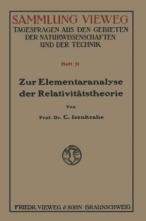 Zur Elementaranalyse der Relativitätstheorie: Einleitung und Vorstufen de Caspar Isenkrahe