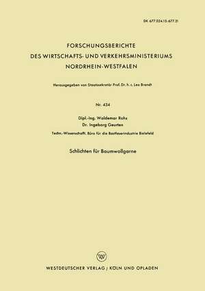 Schlichten für Baumwollgarne de Waldemar Rohs