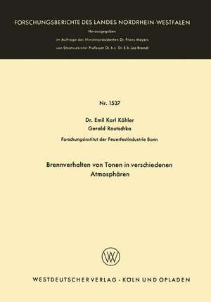 Brennverhalten von Tonen in verschiedenen Atmosphären de Emil Karl Köhler