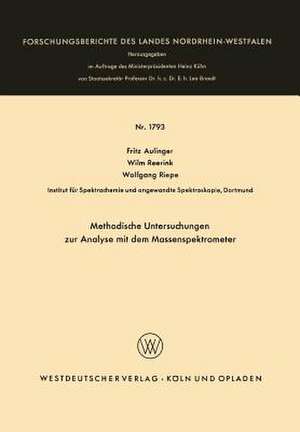 Methodische Untersuchungen zur Analyse mit dem Massenspektrometer de Fritz Aulinger