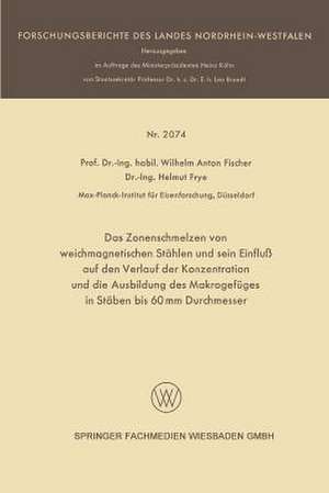 Das Zonenschmelzen von weichmagnetischen Stählen und sein Einfluß auf den Verlauf der Konzentration und die Ausbildung des Makrogefüges in Stäben bis 60 mm Durchmesser de Wilhelm Anton Fischer