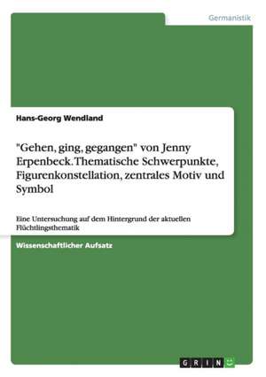 "Gehen, ging, gegangen" von Jenny Erpenbeck. Thematische Schwerpunkte, Figurenkonstellation, zentrales Motiv und Symbol de Hans-Georg Wendland