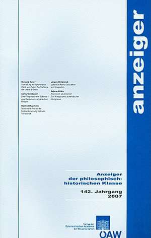 Anzeiger Der Philosophisch-Historischen Klasse, 142. Jahrgang 2007/Gesamtband