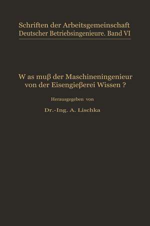 Was muß der Maschineningenieur von der Eisengießerei wissen? de A. Lischka