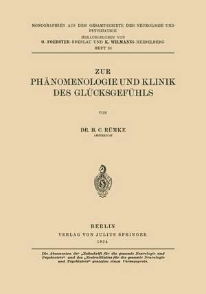 Zur Phänomenologie und Klinik des Glücksgefühls de Henricus Cornelius Rümke