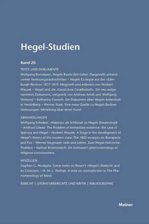 Hegel-Studien Band 20 (1985): Thomas Von Aquin Und Die Scholastik de Friedhelm Nicolin