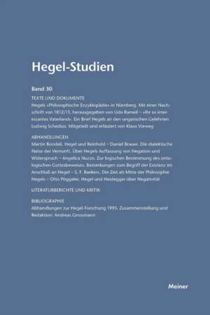 Hegel-Studien Band 30 (1995): Thomas Von Aquin Und Die Scholastik de Friedhelm Nicolin