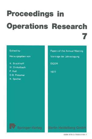 Vorträge der Jahrestagung 1977 / Papers of the Annual Meeting 1977 DGOR de Klaus Brockhoff