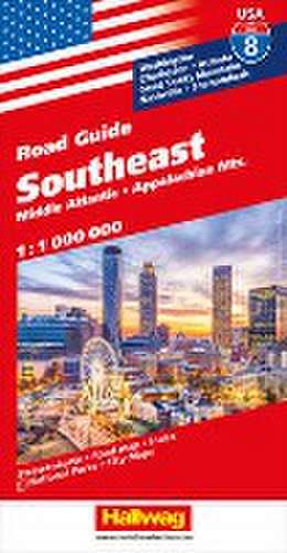 Southeast Middle Atlantic, Appalachian Mts. Nr. 08 USA Road Guide 1:1 Mio. de Hallwag Kümmerly+Frey AG