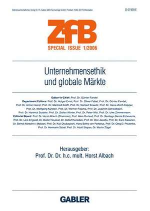 Unternehmensethik und globale Märkte de Horst Albach