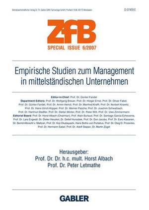 Empirische Studien zum Management in mittelständischen Unternehmen de Horst Albach