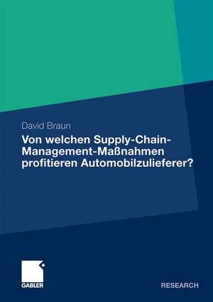 Von welchen Supply-Chain-Management-Maßnahmen profitieren Automobilzulieferer?: Eine wertorientierte Analyse an der Schnittstelle zwischen Zulieferer und Automobilhersteller de David Braun