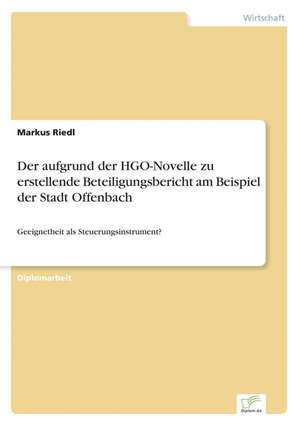 Der Aufgrund Der Hgo-Novelle Zu Erstellende Beteiligungsbericht Am Beispiel Der Stadt Offenbach: Definition Des Iptv-Konzeptes Und Vergleich Der Marktsituationen in Deutschland, Grossbritannien, Frankreich, Italien de Markus Riedl