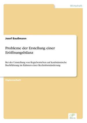 Probleme der Erstellung einer Eröffnungsbilanz de Josef Baußmann