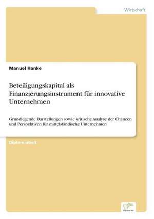 Beteiligungskapital als Finanzierungsinstrument für innovative Unternehmen de Manuel Hanke