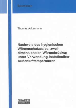 Nachweis des hygienischen Wärmeschutzes bei zweidimensionalen Wärmebrücken unter Verwendung instationärer Außenlufttemperaturen de Thomas Ackermann